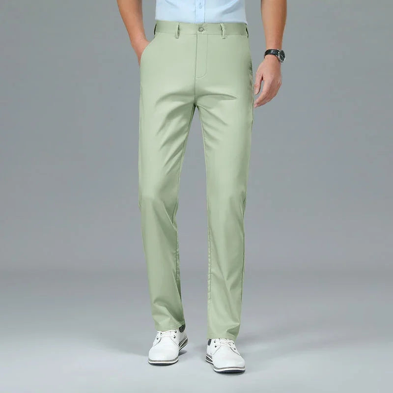 Bamboo Fiber Luxury Straight Pants Men Spring Summer New Business Breathable Casual Long Formal Suit Trouser Male