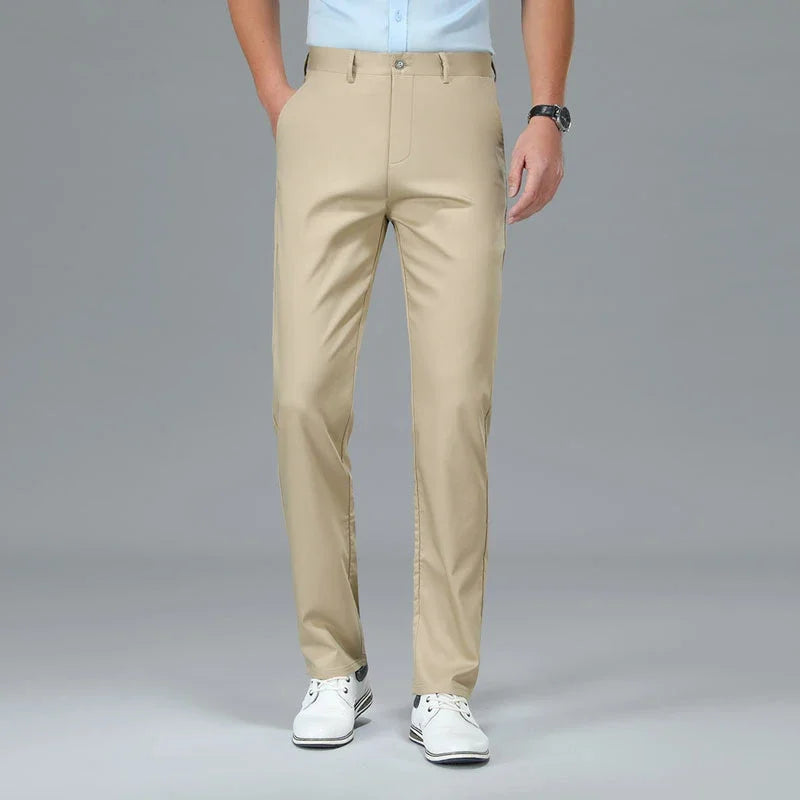 Bamboo Fiber Luxury Straight Pants Men Spring Summer New Business Breathable Casual Long Formal Suit Trouser Male
