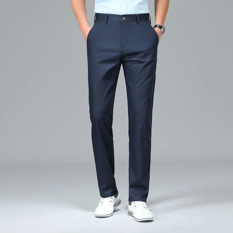Bamboo Fiber Luxury Straight Pants Men Spring Summer New Business Breathable Casual Long Formal Suit Trouser Male