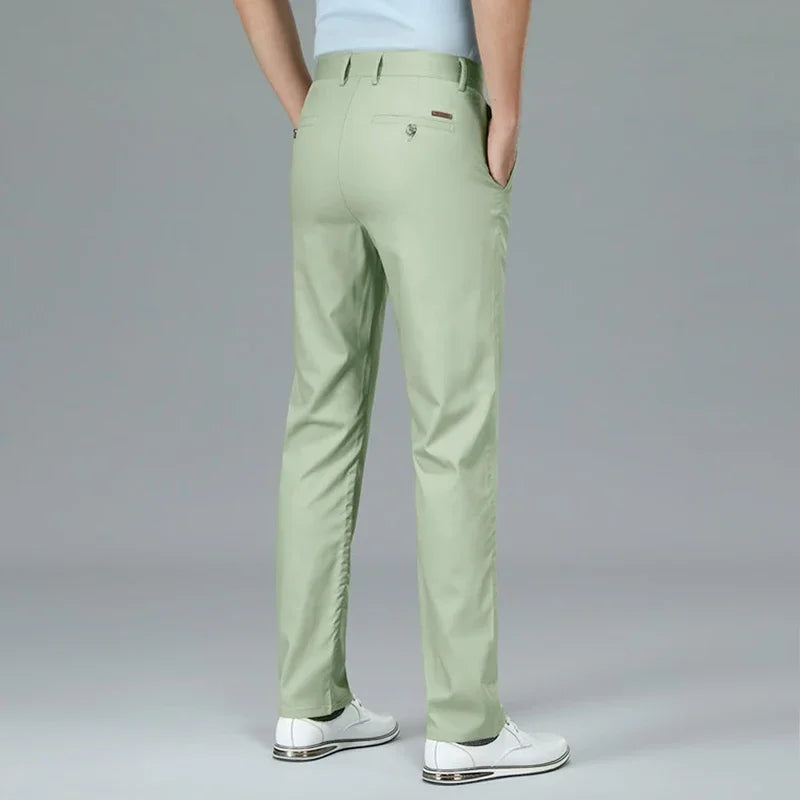 Bamboo Fiber Luxury Straight Pants Men Spring Summer New Business Breathable Casual Long Formal Suit Trouser Male