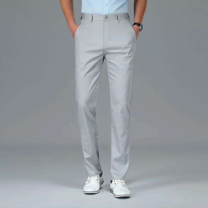 Bamboo Fiber Luxury Straight Pants Men Spring Summer New Business Breathable Casual Long Formal Suit Trouser Male